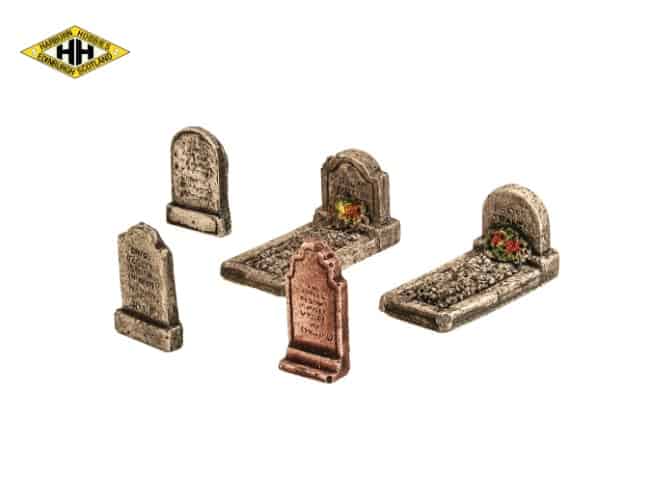 Harburn Hamlet CG270 Assorted Gravestones – Set A 5/pk OO/HO Scale