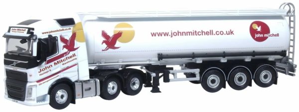 Oxford Diecast 76VOL4012 Volvo FH4 Cylindrical Tanker John Mitchell Haulage 1/76 scale