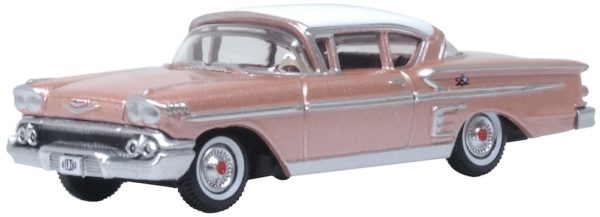 Oxford Diecast 87CIS58001 Chevrolet Impala Sport Coupe 1958 Cay Coral/White 1/87 scale