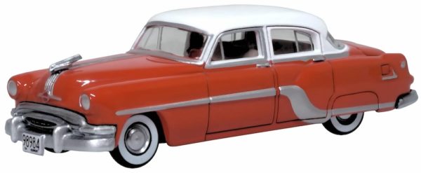 Oxford Diecast 87PC54004 Pontiac Chieftain 4 Door Car 1954 Coral Red/Winter White 1/87 scale