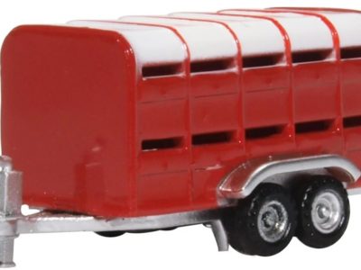 Oxford Diecast NFARM004 Livestock Trailer Red N scale