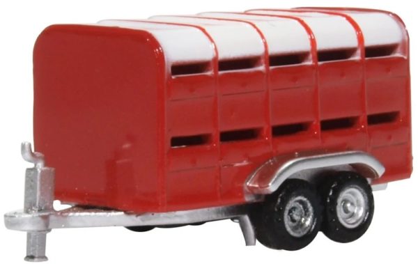 Oxford Diecast NFARM004 Livestock Trailer Red N scale