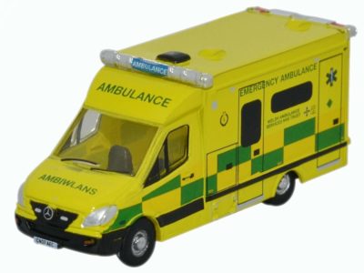 Oxford Diecast NMA001 Mercedes Ambulance Wales N scale