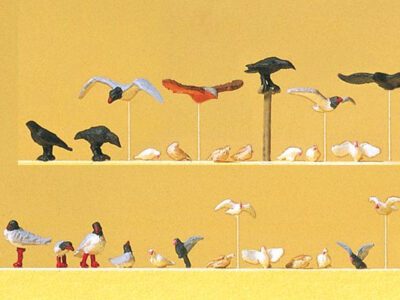 Preiser 10169 Birds Pigeons, Seagulls, Crows & Birds of Prey Figure Set HO Scale