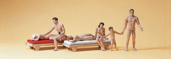 Preiser 10439 Couples at the Nudist Beach Figure Set HO Scale