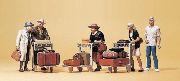 Preiser 10459 Travellers with Luggage Carts HO Gauge Figures