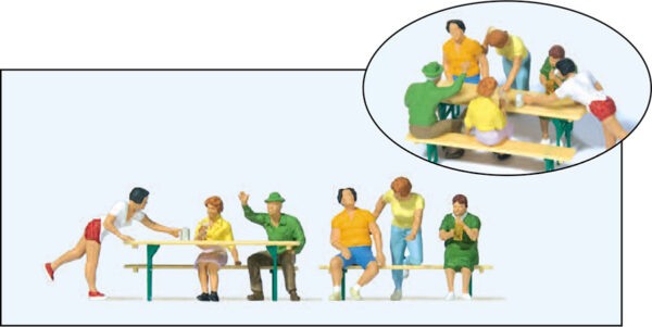 Preiser 10702 In the Beer Garden Figure Set HO Scale